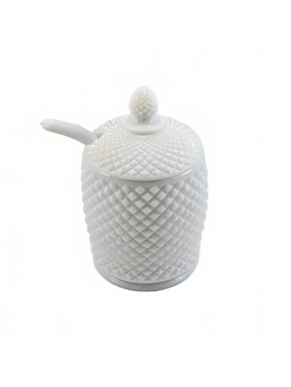 Westmoreland Milk Glass Jam/Marmalade Jar w/Spoon